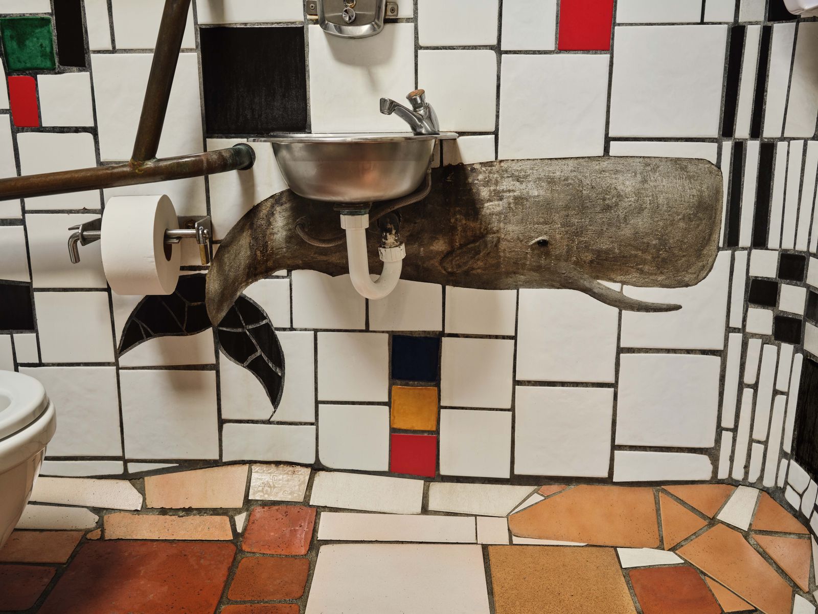 Was Friedensreich Hundertwasser high on extra-thick bleach when he designed these wonderfully wonky public loos?