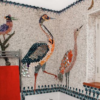 Blott Kerr-Wilson seeks seashells for her bathroom wall