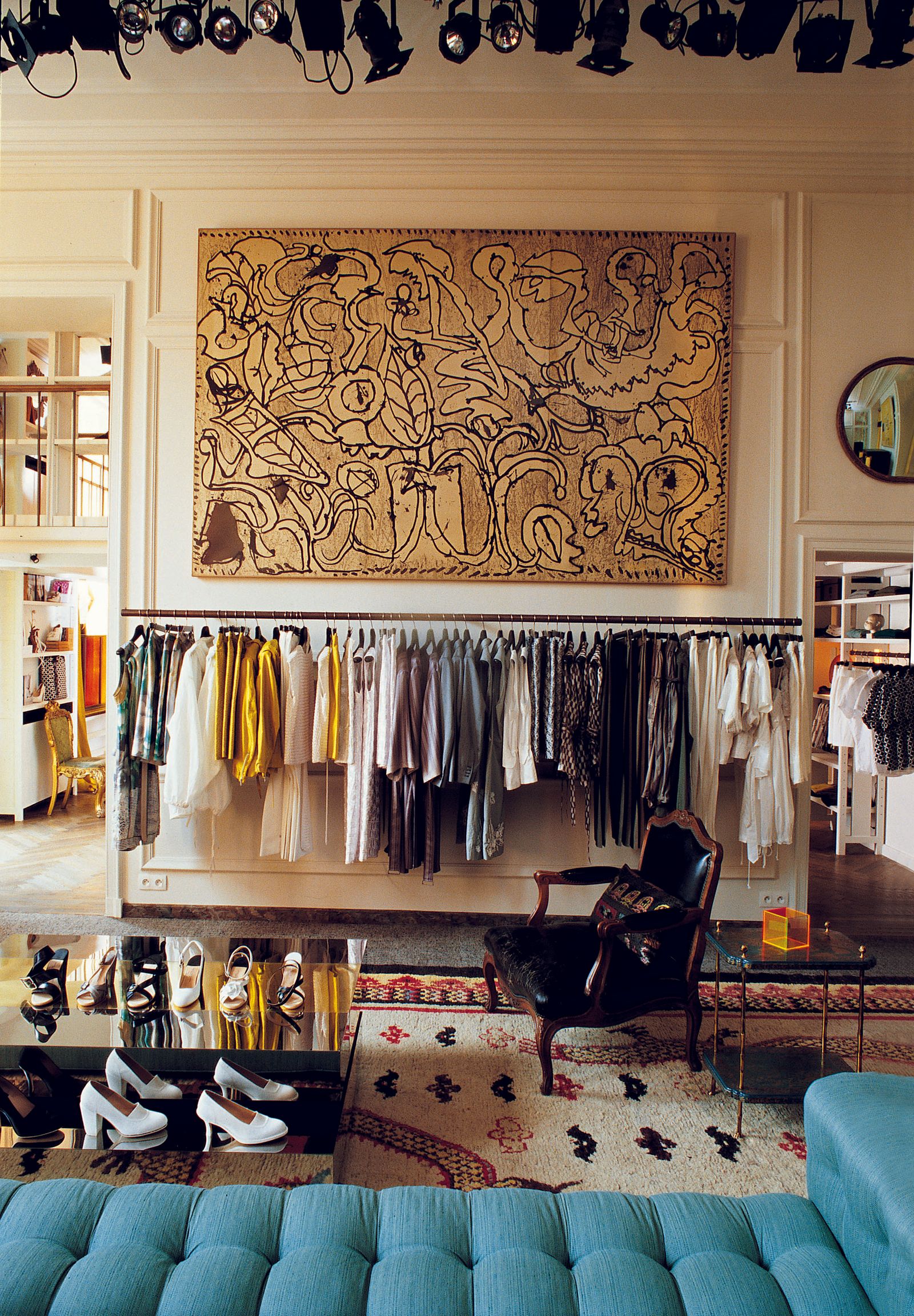 Image may contain Dressing Room Indoors Room Chair Furniture Clothing Footwear High Heel Shoe Accessories and Bag